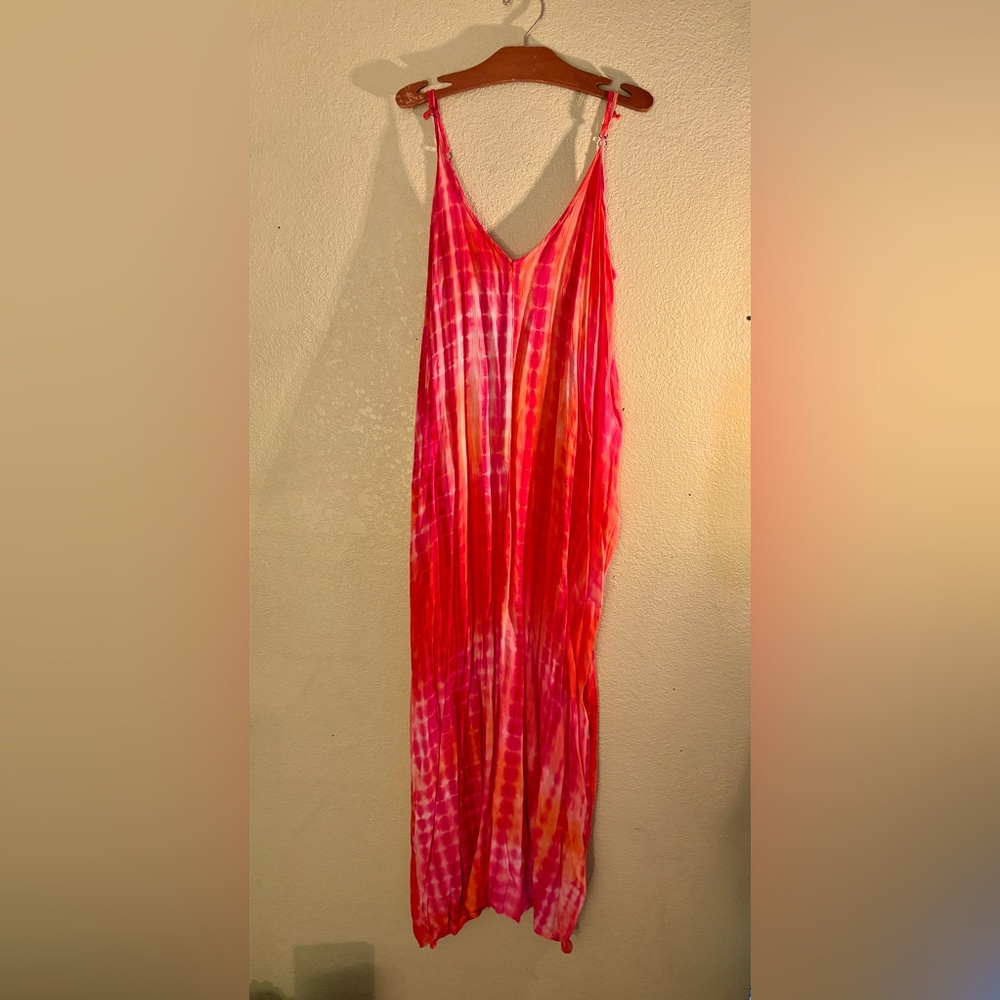 Bright pink tie-dye maxi dress. Gently worn, with no faults. Light and airy!
